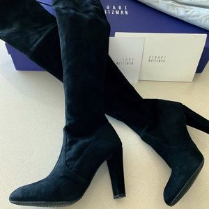 New Stuart Weitzman Black Suede Tiemodel Over-The-Knee Boot